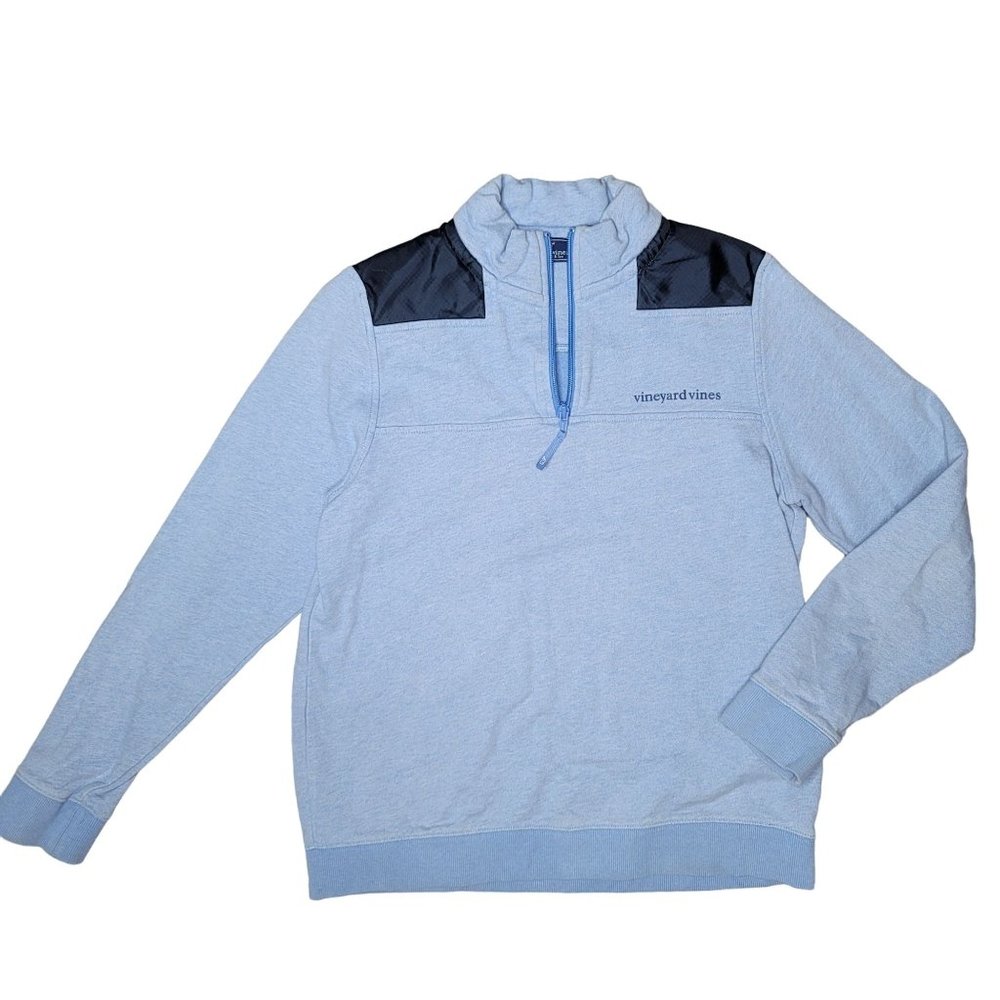 Vineyard Vines girls contrast Shoulders Relaxed Shep Shirt blue navy blue winter